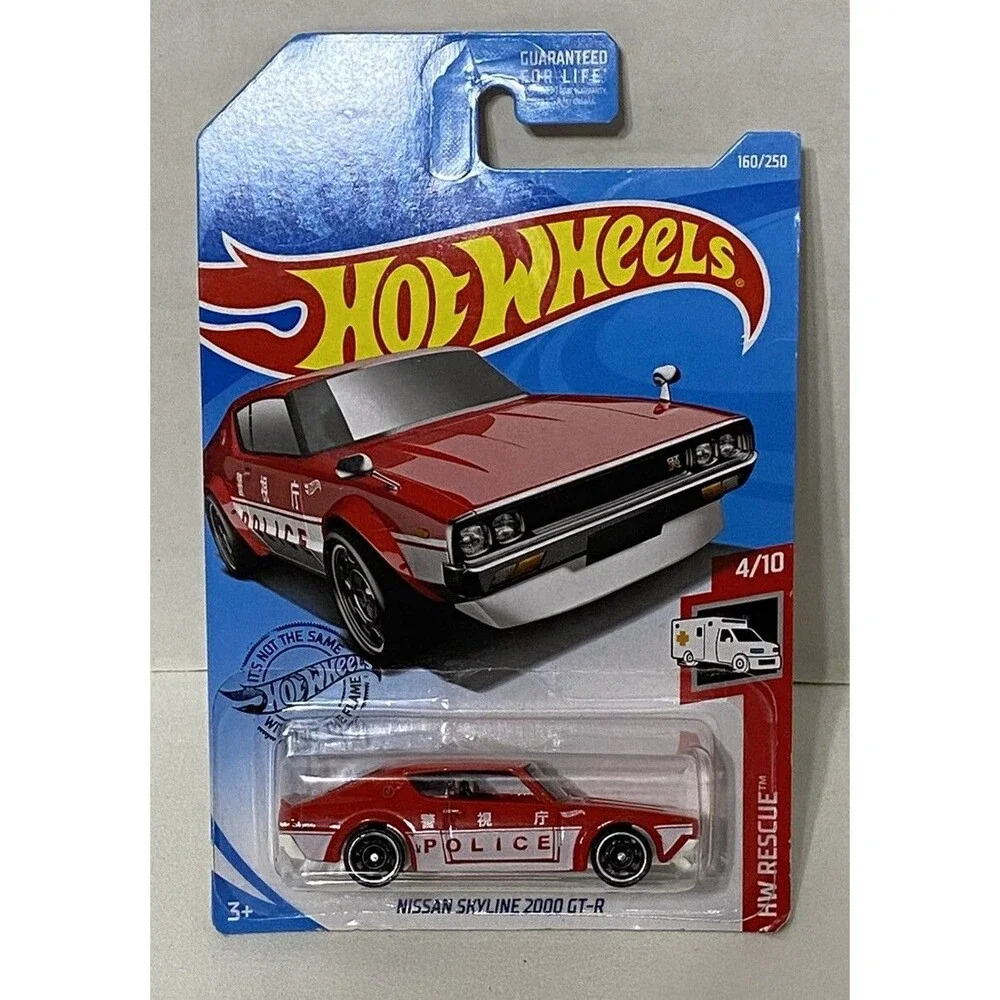 Hot Wheels 2019 #160/250 NISSAN SKYLINE 2000 GT-R red police @M Long Card